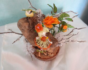 Child's room decor: small GNOME and bird.