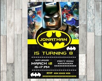 50%OFF Lego Batman Invitation, Lego Batman Invitations, Lego Batman Birthday, Lego Batman Party, Movie Invites, Lego Invite