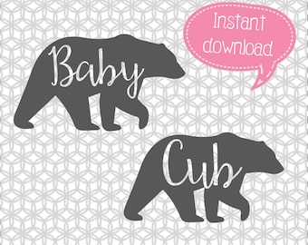 Baby Bear SVG, Bear Cub SVG, Cricut Cut File, Silhouette File