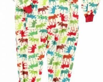 Adult Christmas Pajamas Onesie Patterned Moose Christmas Pajamas Adult Pajamas Onesie Christmas Moose Pajamas Adult PJ's