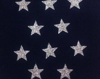 10 stars hot-melt 15x15mm glittery gold