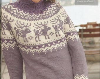 Pull style norvégien pour femmes en Rose
