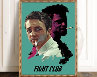 Fight Club poster art, Fight Club print, film print, Fight Club, David Fincher, film poster, movie art, cult movie