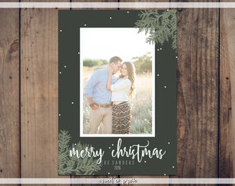 GREEN PINE CHRISTMAS Digital Card, Christmas Card, Christmas Digital Card, Photo Card, Christmas Cards 2017, Pine Christmas Card