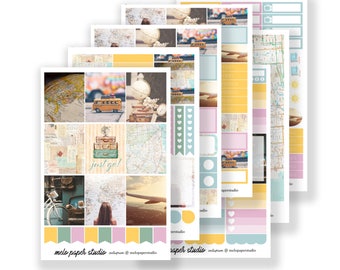 Just Go / Planner Sticker Kit / Erin Condren / Modern / Photography / Functional / Travel / Wanderlust / Vacation / Pastel / Traveling