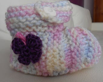 Knit 6 months baby ballerinas multicolored Butterfly