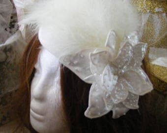 Cream Pillbox fascinator/hat