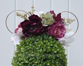Limited! Purple and Green Floral Mouse Ears, Mickey Mouse Ears, Minnie Mouse Ears, Floral Wire Ears, Floral Crown