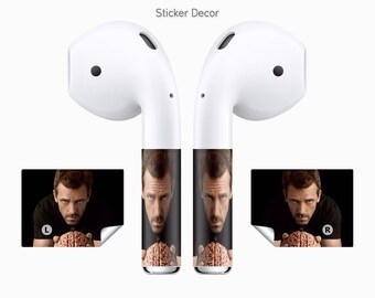AirPods Stickers House, Dr. Gregory House, 2-Sets, Wraps, Skin, Cover, Decal