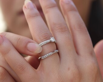 1 carat round cut diamond engagement ring and matching wedding band 14k white gold - Yellow Diamond Wedding Rings 1 carat round cut diamond engagement ring and matching wedding band 14k white gold - Yellow Diamond Wedding Rings