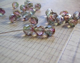 Amethyst Beads Aurum Finish 6 and 8 mm Faceted Glass 20 Beads