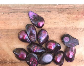 Dark Fuchsia Fresh Water pearl drop beads. 14 x 10mm. About 125 Loose Pearls