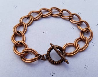 Antiqued Copper Bracelet for charms with Clasp 7.5 inches