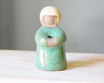 Vintage Swedish Pottery Vase Girl 1960s Mid Century Modern Mait Orn