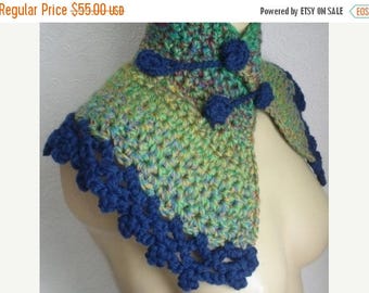 CLEARANCE - Green blue capelet, neckwear, winter wear, women accessory