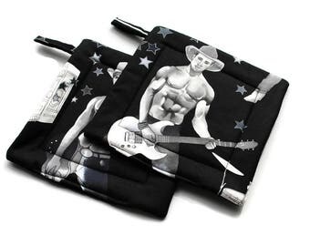 Handmade Quilted Pot holders Honky Tonk Cowboys Pinups Set of 2