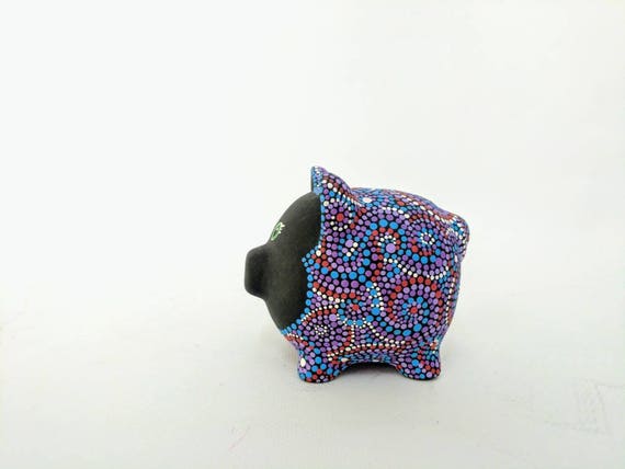 Colorful Piggy Bank: Hand painted Piggy Dot painting