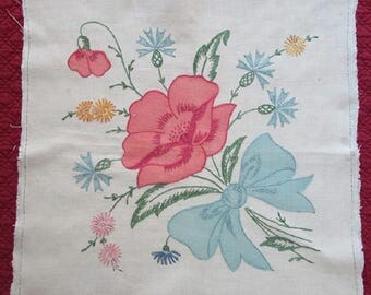 Vintage Hand Embroidered Vogart Pillow Top - Thrift Store Find
