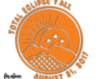 Tennessee Tristar Eclipse 2017 Total Eclipse Y'all Mountains Checkerboard SVG, EPS, dxf, png, jpg digital cut file for Silhouette or Cricut