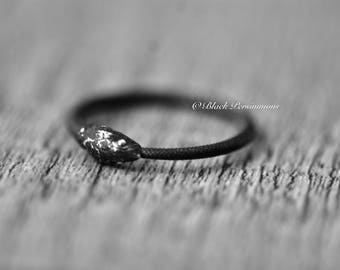 Hand Oxidized Ouroboros Snake Sterling Silver Ring - Solid 925 Sterling Silver - Insurance Included