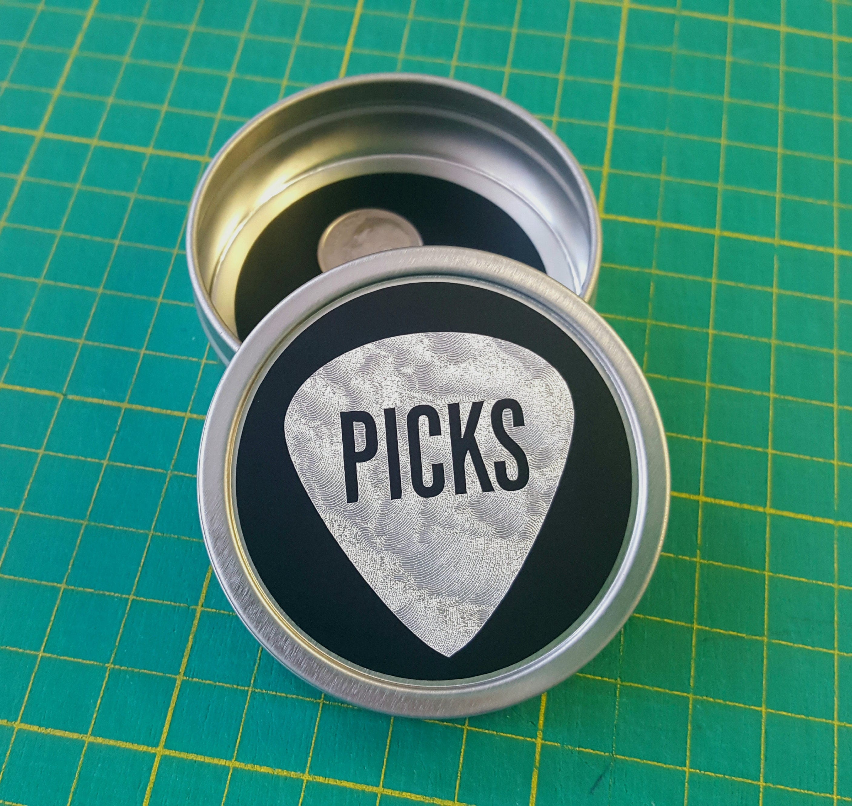 READY TO SHIP Guitar Pick Tin guitar picks holder musician