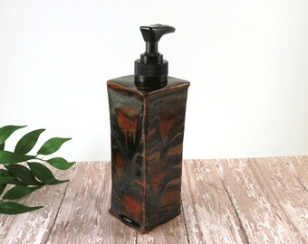 Bath Soap Dispenser - Dish Soap Pump - Bathroom Decor - Handmade Ceramics - Shades of Brown - Liquid Soap - Hand Soap - Kitchen Decor - 418