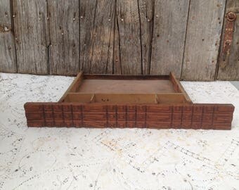 Vintage Treadle Sewing Machine Front Single Drawer Wood Decorative Ornate Design