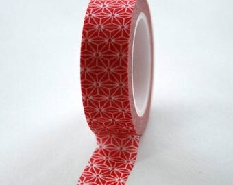 25% Off Summer Sale Washi Tape - 15mm - Bright Red and White Geometric Pattern - Deco Paper Tape No. 342