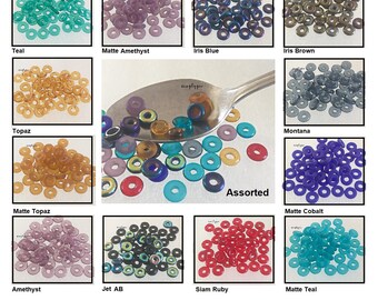 Donut Czech Beads, 8mm Ring Glass Beads, 50 Ur Pick Iris Blue Teal Brown Red Montana Cobalt Matte Matte Frosted Amehtyst Topaz Purple Blue