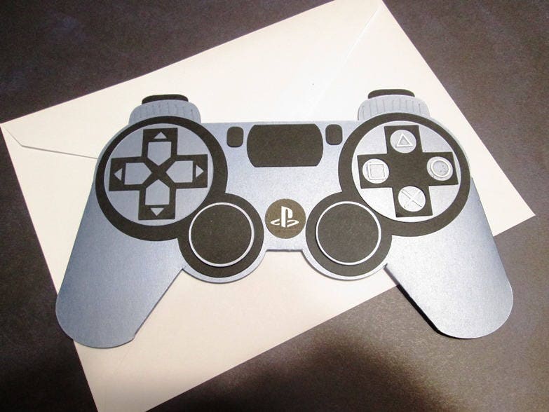 Handmade Card PS4 Game Controller Shaped Birthday Card