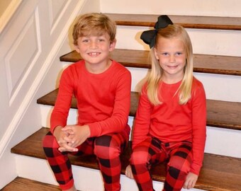 Christmas Pajamas, Christmas PJs, Christmas Set, Matching PJs, Family PJs, Pajamas, Buffalo Plaid, Christmas Plaid, Christmas Gown, Sibling