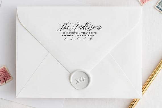 Return Address Stamp, Calligraphy Address Stamp, Personalized Address Stamp, Wedding Stamp, Custom Address Stamp, Wedding Gift Boho Chic Il_570xn