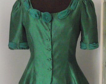 Watters Watters 2 Piece Emerald Green Maxi Pencil Skirt Suit Formal Wedding Bridesmaid Maid of Honor Mother of Bride Mother of Groom Hipster