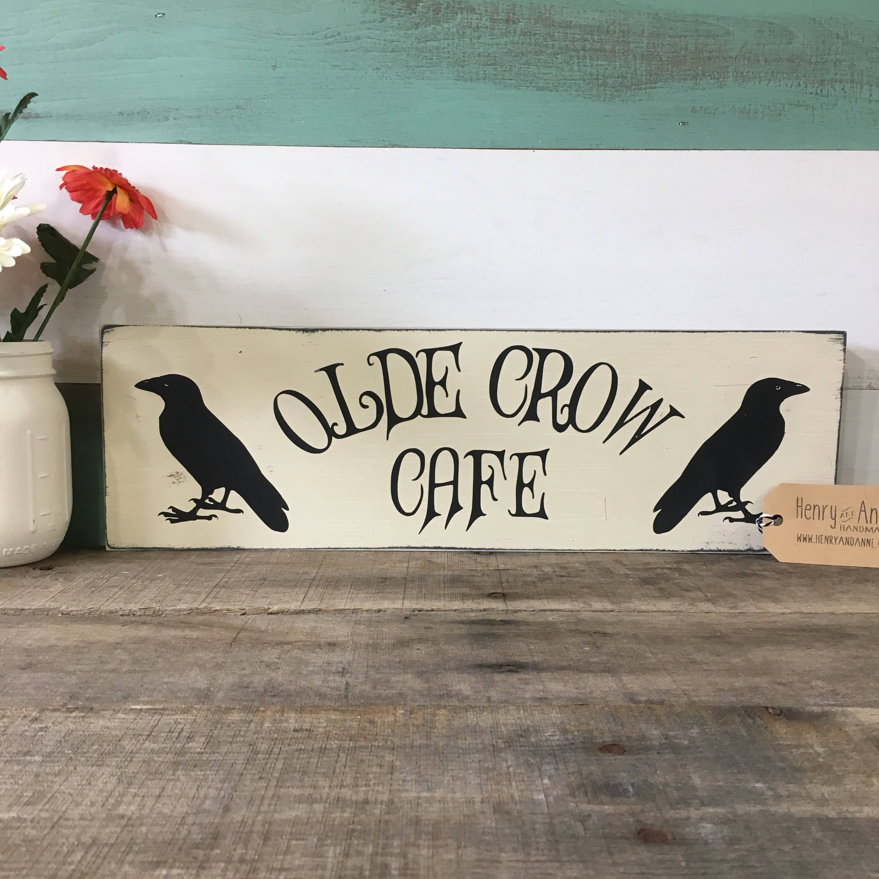 Wood Sign Old Crow Cafe Crow Sign Cafe Sign Primitive
