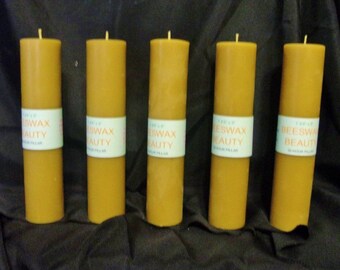 100% Pure Beeswax 9 Inch Pillar Candle 5 Pc Set