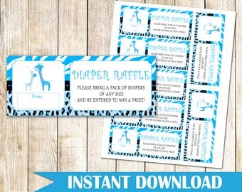 Giraffe Baby Shower Diaper Raffle Card Giraffe Diaper Raffle Game Giraffe Raffle Game For Baby Shower Jungle Diapper Raffle INSTANT DOWNLOAD
