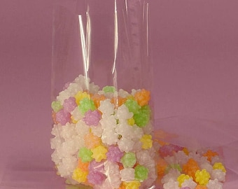 GLAMSALE 25 Medium Clear Cellophane Bags with Gusset, Cello Party Favor Bags, Medium Cello Bags for Candy, Cookies, Popcorn, Wedding Candy