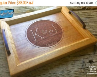 ON SALE Personalized Wood Tray, Engraved Serving Tray - 12x15 - Wedding Gift, Housewarming Gift, Anniversary Gift