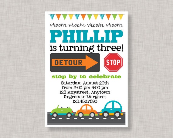 Cars Birthday Invitation, Transportation Birthday Invitation, Printable Il_570xn