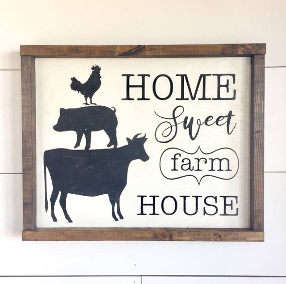 Large Wood Sign Home Sweet Farmhouse Framed Wood Sign