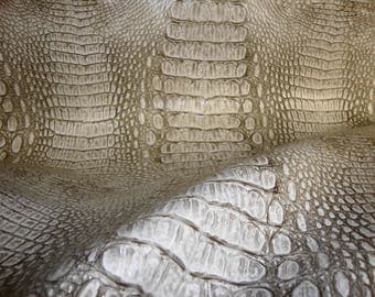 Steel Allie embossed Alligator upholstery Faux vinyl fabric per yard