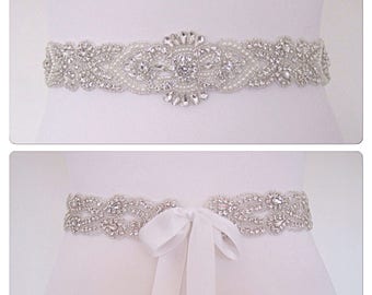 Crystal Bridal belt wedding dress sash diamond pearl bridal sash, queen