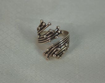 1960's BEAU Sterling, Modernist Molten Silver Adjustable Ring