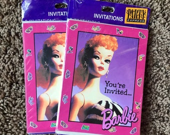 Vintage 90s Barbie birthday invitations - Party Express - 16 invites - unopenes