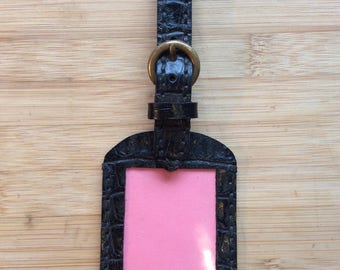 Hand made luggage tag in croc print leather