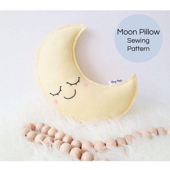 SALE Moon Pillow Sewing Pattern, Kawaii sewing pattern, Sleepy Moon PDF