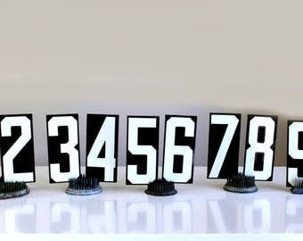 vintage metal numbers 1-9 , 4" Unitype, church letters, church board numbers, black/white numbers