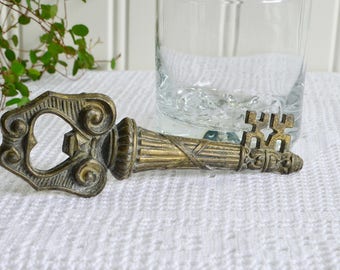 Brass bottle opener, vintage Italian, gift for him, bar utensil