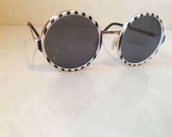 Sunglasses, black and white sunglasses, metal frame sunglasses, vintage glasses, vintage sunglasses