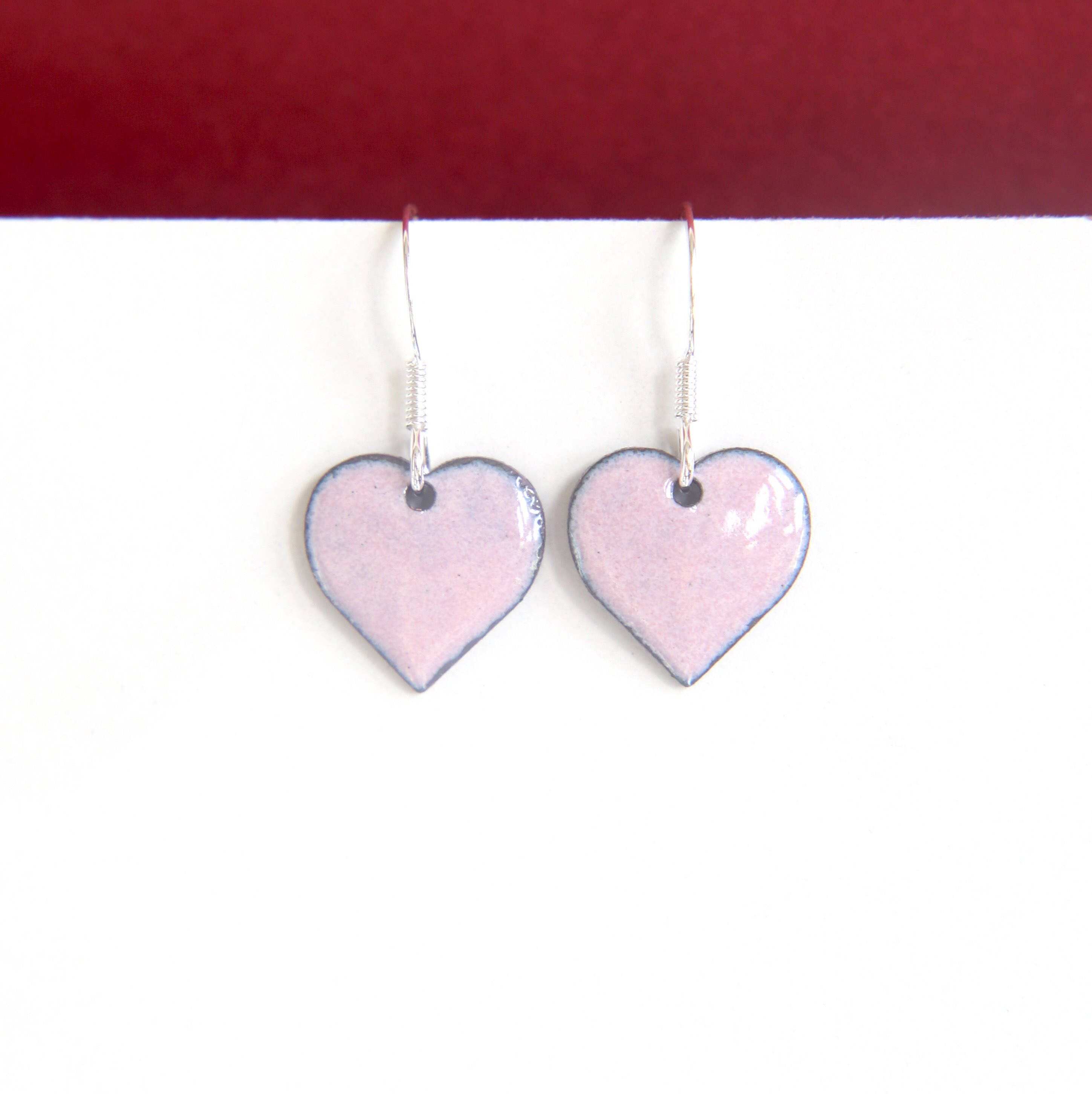 Pink Heart Earrings baby pink mini earrings heart shaped